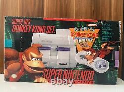 Ensemble complet de console SNES Super Nintendo Donkey Kong Country CIB Rare Testé