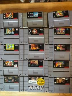 Ensemble de 36 cartouches Super Nintendo garanties authentiques, lot de jeux SNES originaux