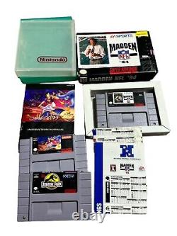 Ensemble de contrôle de la console Super Nintendo SNES avec jeux et manette propre