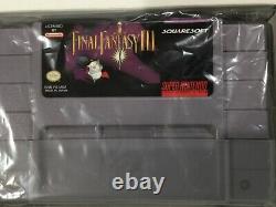 Final Fantasy III 3 Super Nintendo Snes Cib Boîte Complète Manuelle Carte Affiche Nice