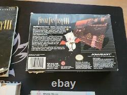 Final Fantasy III Snes Super Nintendo Box, Manual, & Poster Seulement 1991 Pas De Jeu