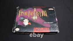Final Fantasy III (Super Nintendo SNES) Authentique avec Carte dans la Boîte Testé