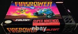 Firepower 2000 Sunsoft Authentic Super Nintendo Snes Exmt+ Cond Complete N Boîte