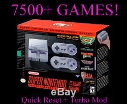 Jeux Snes Classic 7500+ Super Nintendo Classic À Réinitialisation Rapide Et Turbo Mod