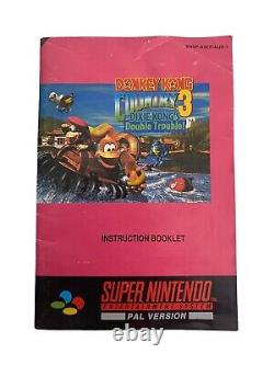 Kong Pays de l'Âne 3 Super Nintendo SNES PAL Jeu vidéo avec boîte + Manuel Dixie