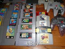 Lot De 25 Jeux Nes Snes N64 Mario Manuels Zelda Étuis Turtles Nintendo 64 Super