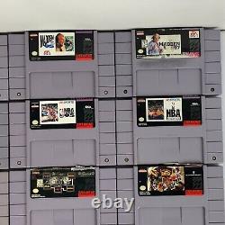 Lot de 18 jeux vidéo Super Nintendo SNES de sports Madden NFL NHL NBA MLB Boxing