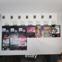 Lot varié de manuels/d'inserts de jeux vidéo (SNES Super Nintendo Entertainment System)