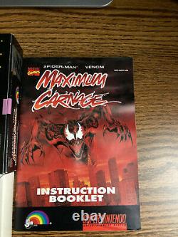 Maximum Carnage Super Nintendo Snes 1994 Orig Box! Manuel! Voir Les Photos! Spiderman