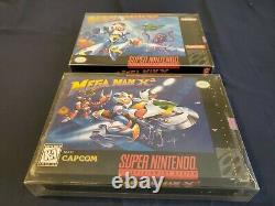 Mega Man X Et X2 Cib Snes Lot! Super Nintendo Complet Dans Box Megaman Manuels