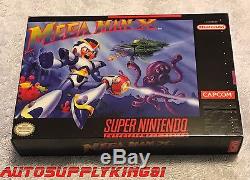 Mega Man X (super Nintendo Snes, 1993) Jeu Complet Cib Avec Boîte Personnalisée Très Menthe