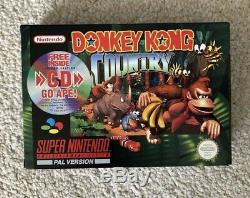 Mint Donkey Kong Country + CD Super Nintendo Snes Coffret Collectionneurs Pal Cib