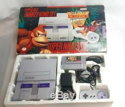 Originale Super Nintendo Console Donkey Kong Bundle Avec La Boîte D'origine Snes