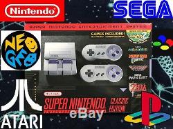 Snes Classic 12 000+ Jeux Modded Ps1 Sega Super Nintendo Réinitialisation Rapide Neo Geo