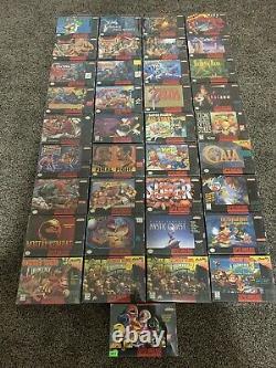 Snes Super Nintendo Games In Box Collection Lot Of 37 Cib