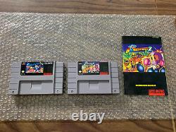 Super Bomberman 1 (cart) + 2 (avec Manuel) Super Nintendo, Snes Lot - Authentique