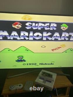 Super Console Nintendo Snes Avec 2 Contrôleurs Et 2 Jeux Mario. Testé & Travail