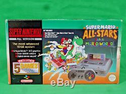 Super Mario All-stars Snes Super Nintendo Console Verte Boxed + Bundle Manches