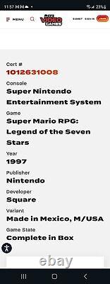 Super Mario RPG Légende des Sept Étoiles CGC 9.4 NOTE super Nintendo SNES