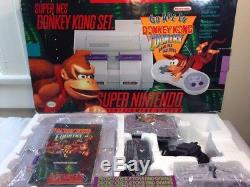 Super Nes Donkey Kong Ensemble De Pays Nintendo Console Complète Snes Cib System