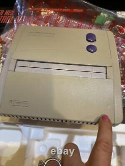 Super Nintendo Control Deck Sns-101 Snes Immaculé! Presque Menthe Avec Boîte Et Instruire