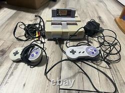 Super Nintendo SNES Console Bundle Lot, 2 manettes, 1 jeu, Zelda, testé