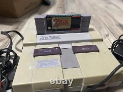 Super Nintendo SNES Console Bundle Lot, 2 manettes, 1 jeu, Zelda, testé