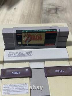 Super Nintendo SNES Console Bundle Lot, 2 manettes, 1 jeu, Zelda, testé