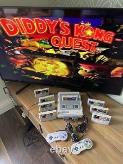 Super Nintendo SNES ÉNORME bundle console 2 manettes 8 jeux Mario Street Fighter DK CL3