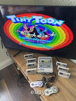 Super Nintendo SNES ÉNORME bundle console 2 manettes 8 jeux Mario Street Fighter DK CL3