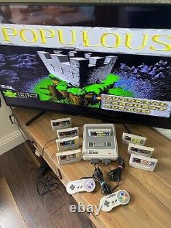 Super Nintendo SNES ÉNORME bundle console 2 manettes 8 jeux Mario Street Fighter DK CL3