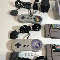 Super Nintendo SNES Jr, 3 manettes testées avec 4 jeux. Paperboy 2, etc. E172.