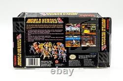 Super Nintendo SNES World Heroes 2 Jeu Vidéo, Boîte & Manuel Takara 1993 Arcade