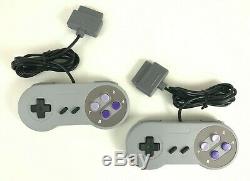 Super Nintendo Snes Bundle Console (sns-001) 2 Nouveaux Contrôleurs Et Cordelettes Nettoyé
