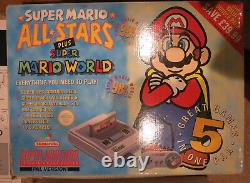 Super Nintendo Snes Console Super Mario All Stars World Set Boxed Pal Bundle