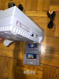 Super Nintendo Snes Console Système Avec Mario World Et Mario Kart Bundle Clean