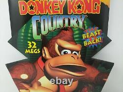 Super Nintendo Snes Donkey Kong Pays Boutique Affichage Promo Standee Sign Vtg