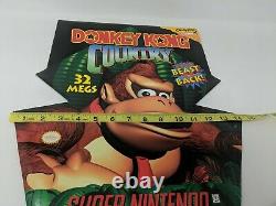 Super Nintendo Snes Donkey Kong Pays Boutique Affichage Promo Standee Sign Vtg