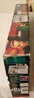 Super Nintendo Snes Game System Console Donkey Kong Country Set Complet Dans L'encadré