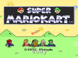 Super Nintendo Snes Mario Kart Console 2 Contrôleurs Authentiques Propres Et Testés