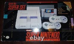 Super Nintendo Snes Super Set Console Complete Cib Bon État Avec Mario Rare