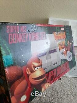 Super Nintendo Snes Système Console Donkey Kong Country Box Set Dk Cib