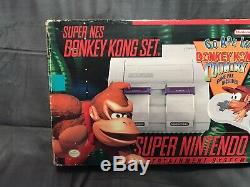 Super Nintendo Snes Système Console Donkey Kong Country Set In Box
