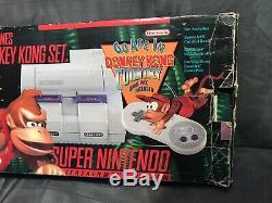 Super Nintendo Snes Système Console Donkey Kong Country Set In Box