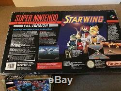 Super Nintendo Starwing Boxed Console Rue Bundle Fighter 2 Portée Et Jeux Snes