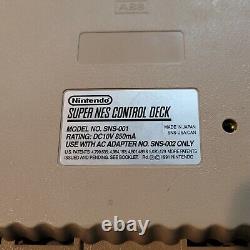 Système De Console Super Nintendo Snes Sns-001 Avec Contrôleur 2 Jeux Testés Propre