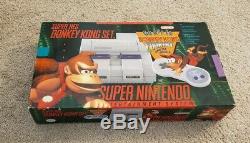 Système Super Nintendo Console Snes Donkey Kong Country Set Cib Complet En Boîte