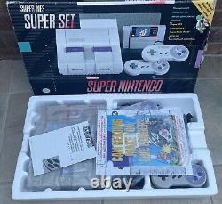 Système de divertissement Super Nintendo/SNES complet avec insertions + Mario + NTSC/USA