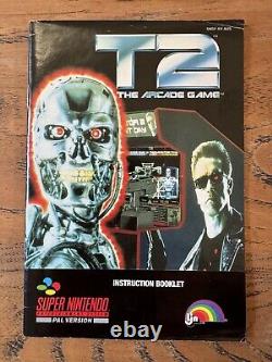 Terminator 2 T2 Le jeu d'arcade Super Nintendo SNES Boîte avec Manuel.