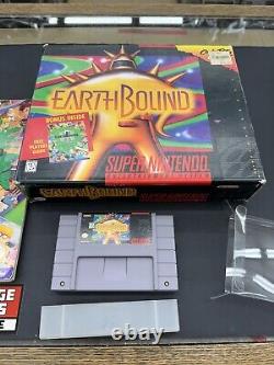 Terre Super Nintendo SNES grande boîte avec livre, petites cartes et jeu sans insert